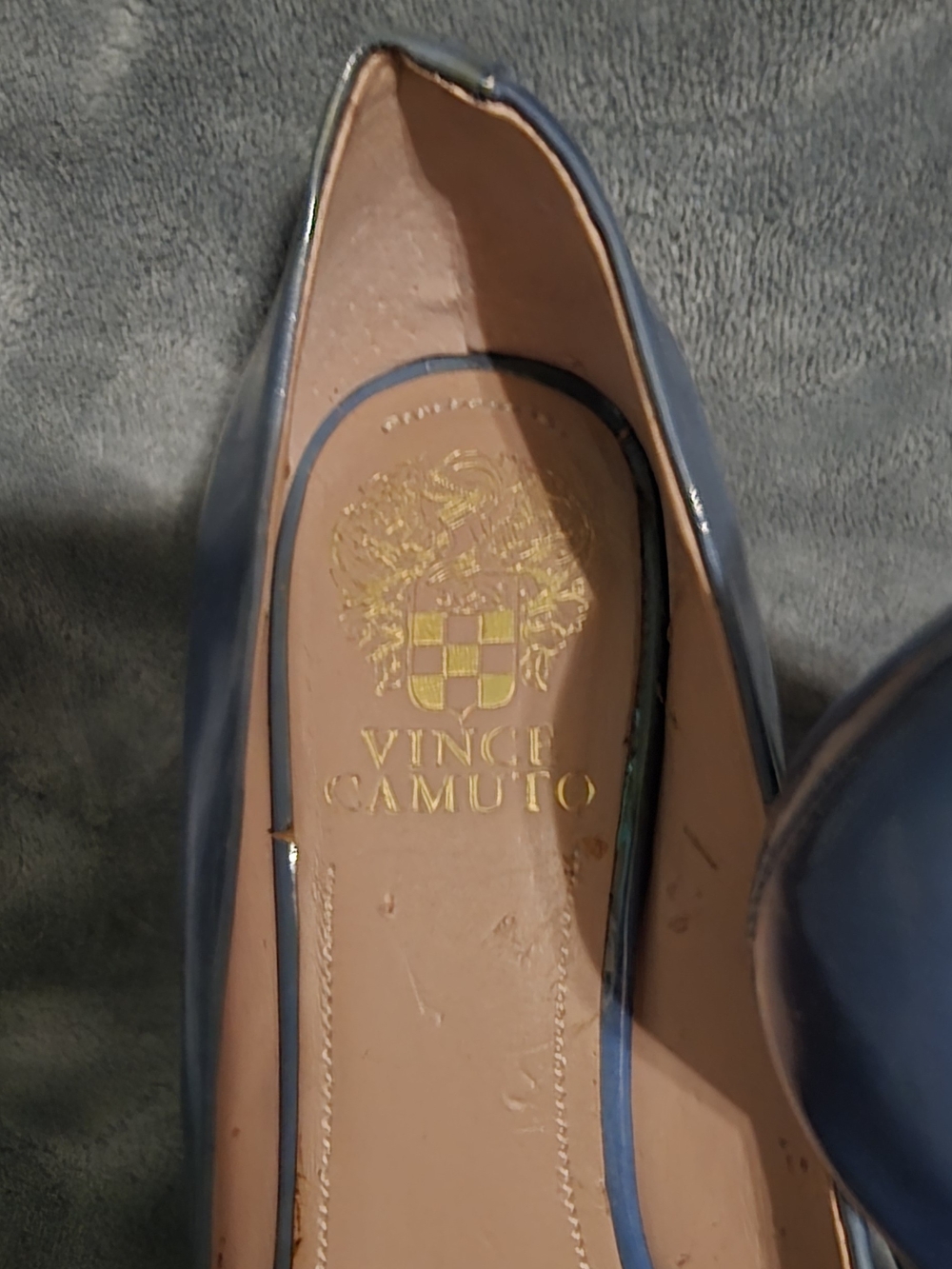 Vince Camuto Navy Patent Pointed Ballet Flat
